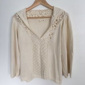 Anthropologie MOTH crocheted sweater sz S